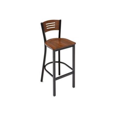 KFI - BE3315B-WL - Metal Cafe Barstool with Wood Seat and Back Walnut BR3315B-WL